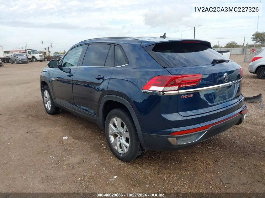 2021 Volkswagen Atlas Cross Sport 2.0T S VIN: 1V2AC2CA3MC227326 Lot: 40629686