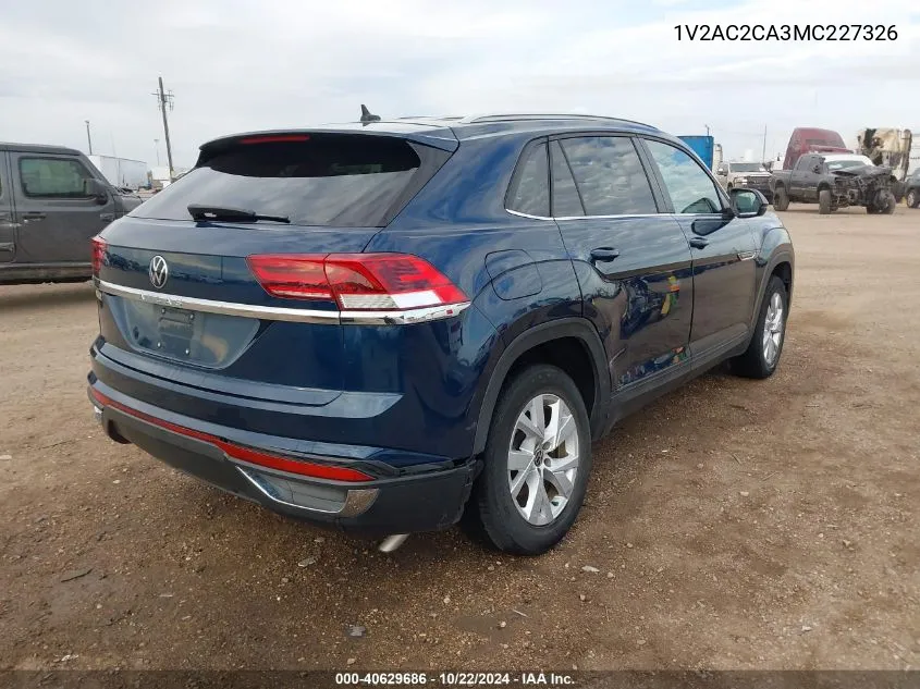 2021 Volkswagen Atlas Cross Sport 2.0T S VIN: 1V2AC2CA3MC227326 Lot: 40629686