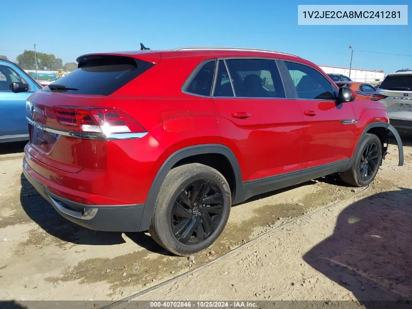 2021 Volkswagen Atlas Cross Sport 3.6L V6 Se W/Technology VIN: 1V2JE2CA8MC241281 Lot: 40702846