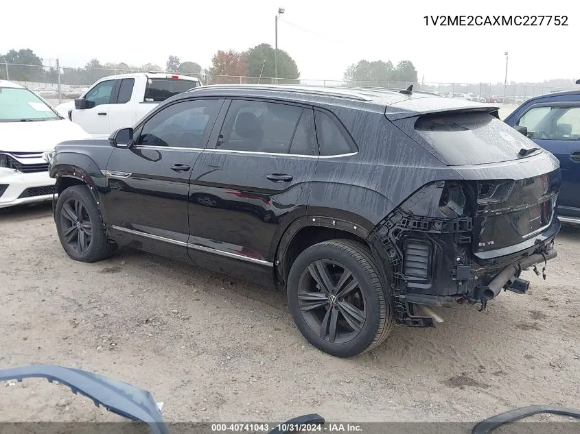 2021 Volkswagen Atlas Cross Sport 3.6L V6 Se W/Technology R-Line VIN: 1V2ME2CAXMC227752 Lot: 40741043