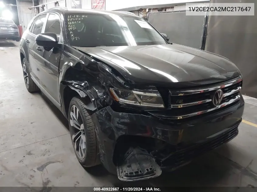 2021 Volkswagen Atlas Cross Sport 3.6L V6 Sel R-Line VIN: 1V2CE2CA2MC217647 Lot: 40922667