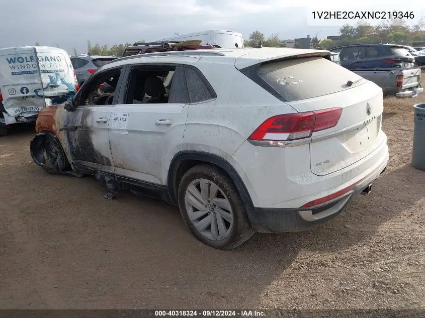 2022 Volkswagen Atlas Cross Sport Se VIN: 1V2HE2CAXNC219346 Lot: 40318324