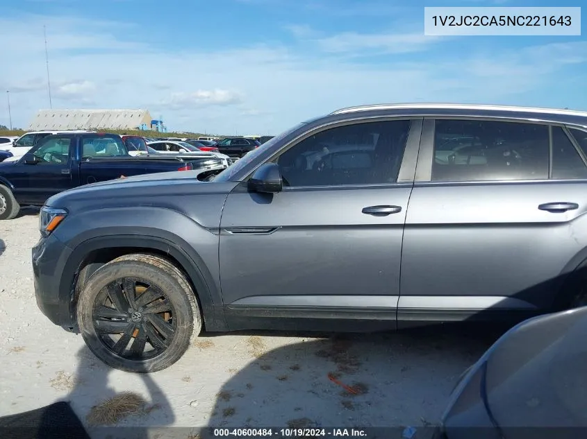 2022 Volkswagen Atlas Cross Sport Se VIN: 1V2JC2CA5NC221643 Lot: 40600484