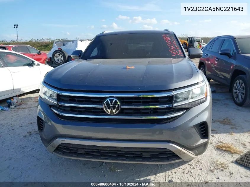 2022 Volkswagen Atlas Cross Sport Se VIN: 1V2JC2CA5NC221643 Lot: 40600484