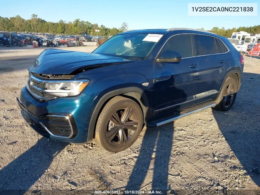 2022 Volkswagen Atlas Cross Sport 3.6L V6 Sel R-Line VIN: 1V2SE2CA0NC221838 Lot: 40605951