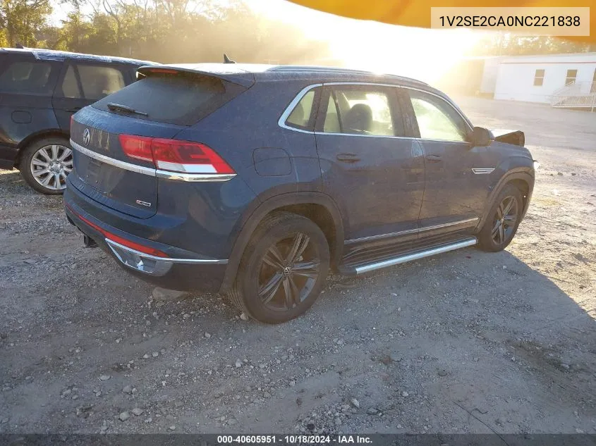 2022 Volkswagen Atlas Cross Sport 3.6L V6 Sel R-Line VIN: 1V2SE2CA0NC221838 Lot: 40605951