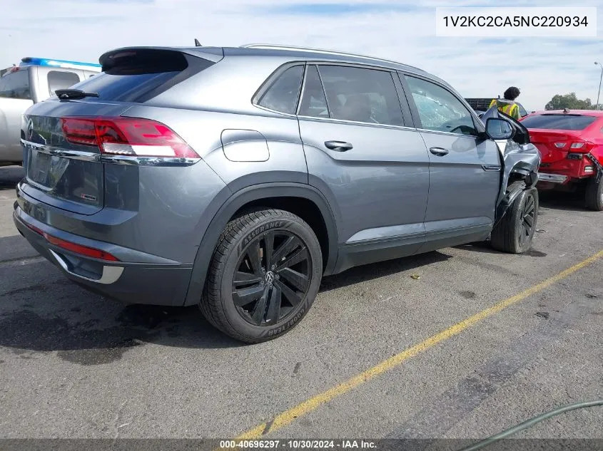 2022 Volkswagen Atlas Cross Sport 2.0T Se W/Technology VIN: 1V2KC2CA5NC220934 Lot: 40696297