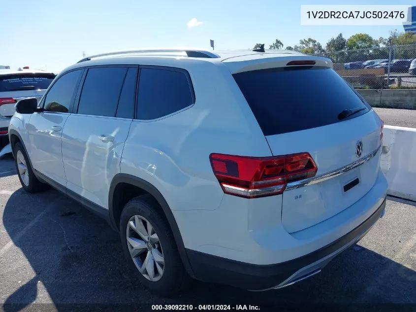 2018 Volkswagen Atlas 3.6L V6 Se/3.6L V6 Se W/Technology VIN: 1V2DR2CA7JC502476 Lot: 39092210