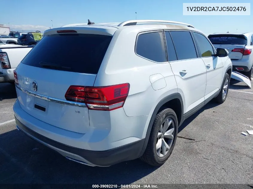 2018 Volkswagen Atlas 3.6L V6 Se/3.6L V6 Se W/Technology VIN: 1V2DR2CA7JC502476 Lot: 39092210