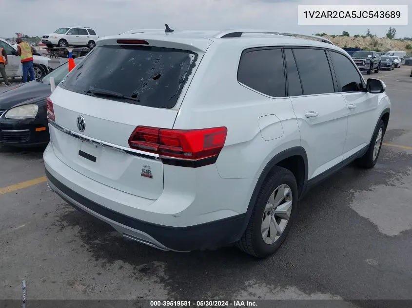 2018 Volkswagen Atlas 3.6L V6 S VIN: 1V2AR2CA5JC543689 Lot: 39519581