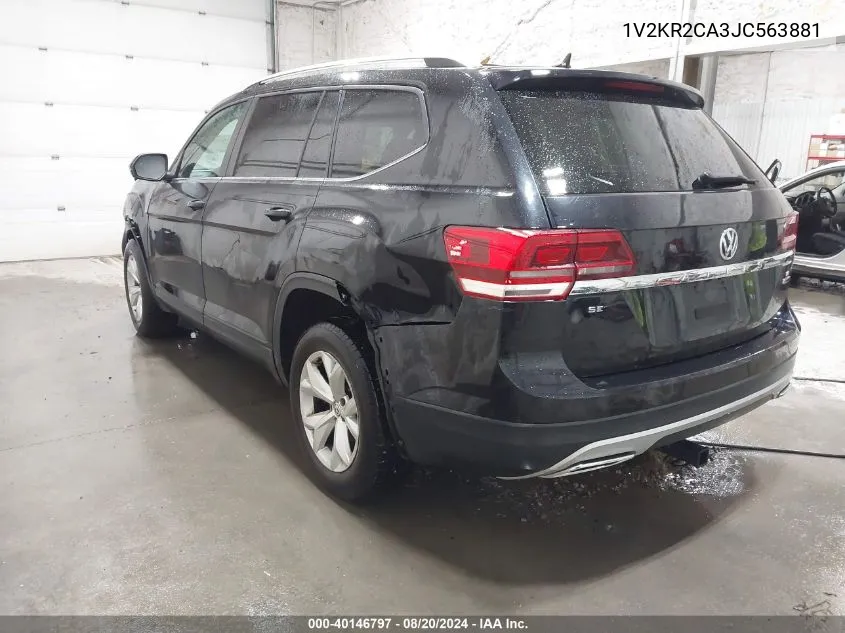 2018 Volkswagen Atlas 3.6L V6 Se VIN: 1V2KR2CA3JC563881 Lot: 40146797