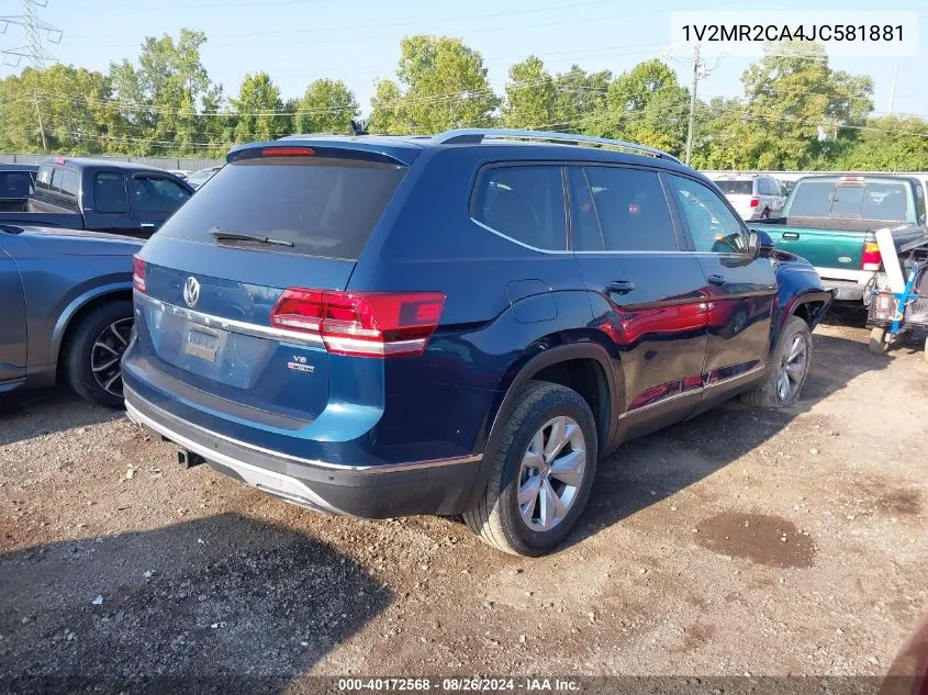 2018 Volkswagen Atlas 3.6L V6 Sel VIN: 1V2MR2CA4JC581881 Lot: 40172568