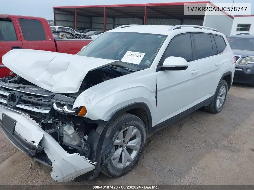 2018 Volkswagen Atlas 3.6L V6 Se VIN: 1V2KR2CA8JC578747 Lot: 40187423