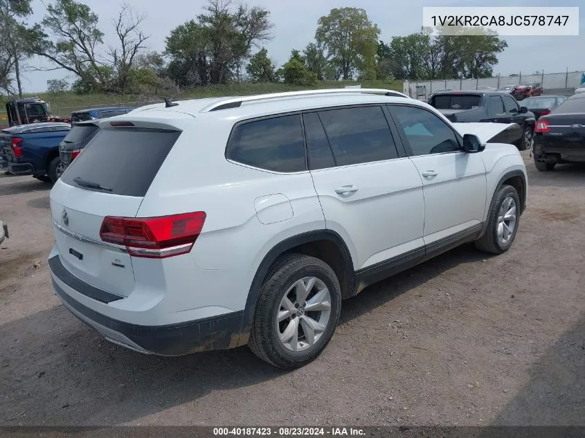 2018 Volkswagen Atlas 3.6L V6 Se VIN: 1V2KR2CA8JC578747 Lot: 40187423