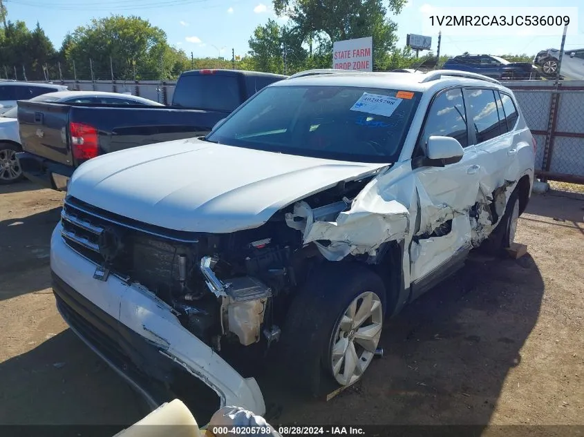 2018 Volkswagen Atlas 3.6L V6 Sel VIN: 1V2MR2CA3JC536009 Lot: 40205798