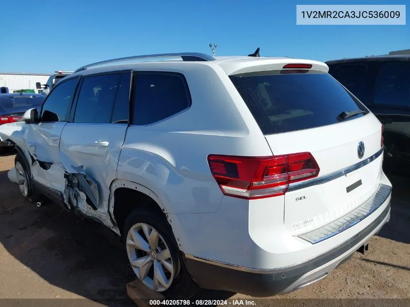 2018 Volkswagen Atlas 3.6L V6 Sel VIN: 1V2MR2CA3JC536009 Lot: 40205798