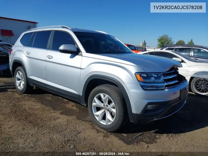 2018 Volkswagen Atlas 3.6L V6 Se VIN: 1V2KR2CA0JC578208 Lot: 40207251