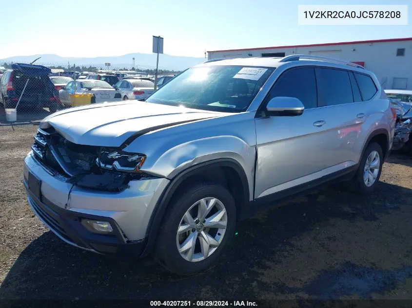 2018 Volkswagen Atlas 3.6L V6 Se VIN: 1V2KR2CA0JC578208 Lot: 40207251