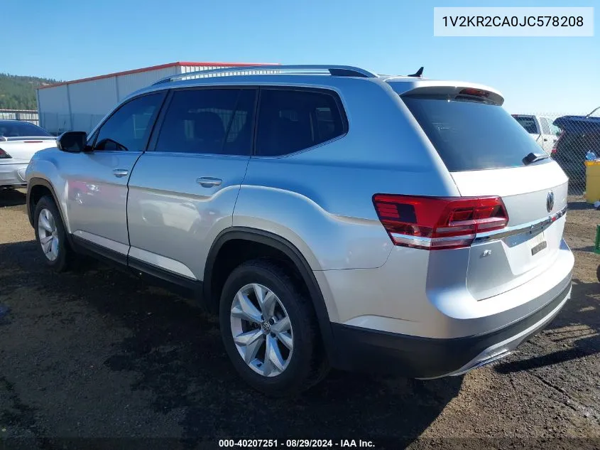 2018 Volkswagen Atlas 3.6L V6 Se VIN: 1V2KR2CA0JC578208 Lot: 40207251