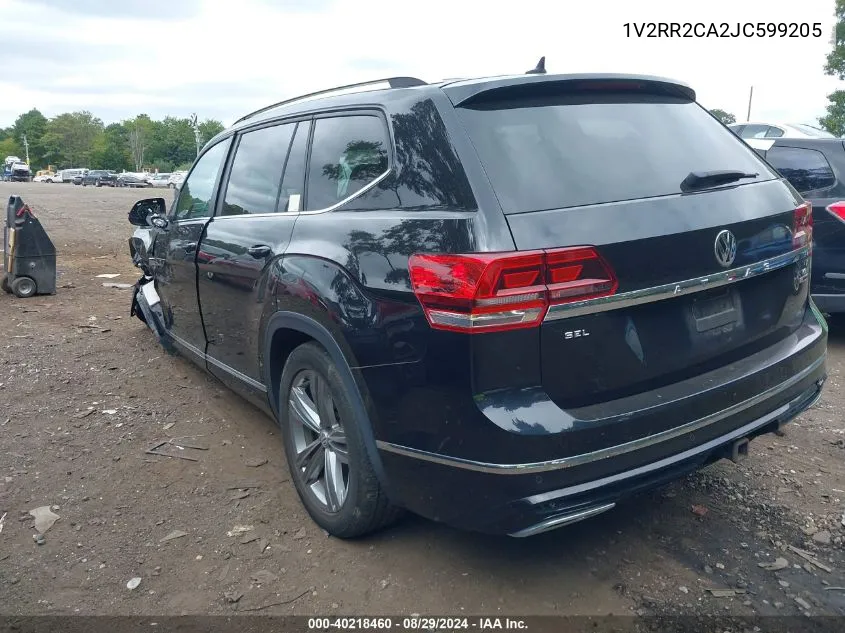 2018 Volkswagen Atlas 3.6L V6 Sel VIN: 1V2RR2CA2JC599205 Lot: 40218460