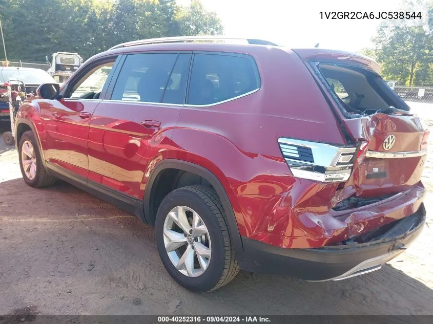 2018 Volkswagen Atlas 3.6L V6 S VIN: 1V2GR2CA6JC538544 Lot: 40252316