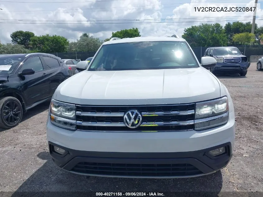 2018 Volkswagen Atlas 3.6L V6 Se VIN: 1V2CR2CA2JC520847 Lot: 40271158