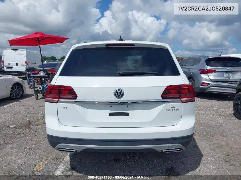 2018 Volkswagen Atlas 3.6L V6 Se VIN: 1V2CR2CA2JC520847 Lot: 40271158