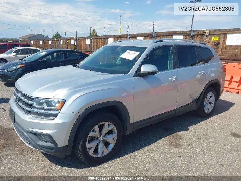 2018 Volkswagen Atlas 3.6L V6 Se VIN: 1V2CR2CA7JC562303 Lot: 40322671