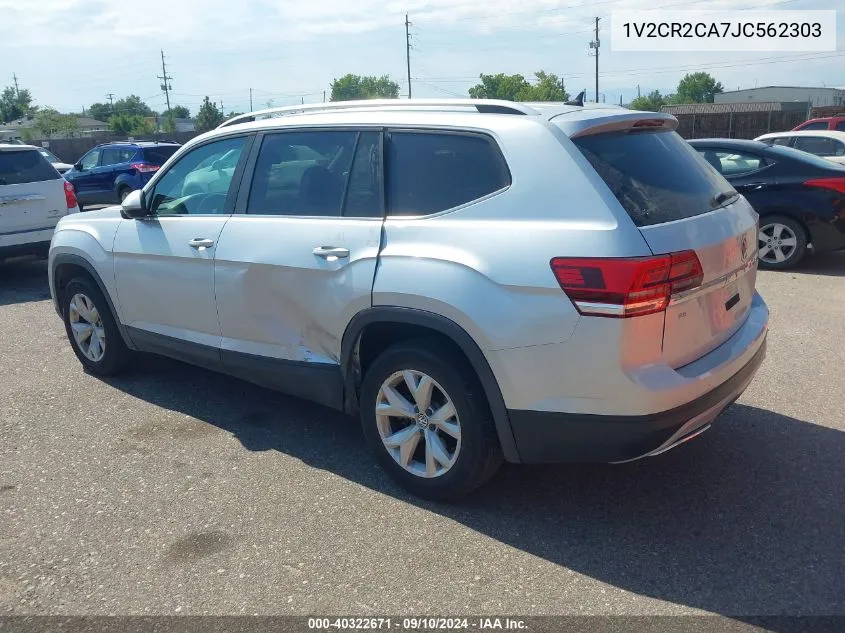 2018 Volkswagen Atlas 3.6L V6 Se VIN: 1V2CR2CA7JC562303 Lot: 40322671