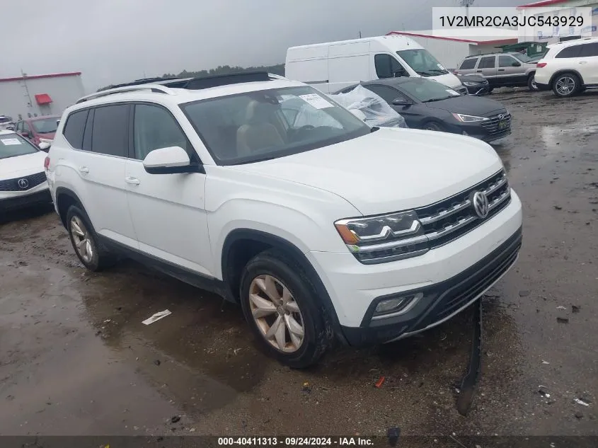 2018 Volkswagen Atlas Sel VIN: 1V2MR2CA3JC543929 Lot: 40411313