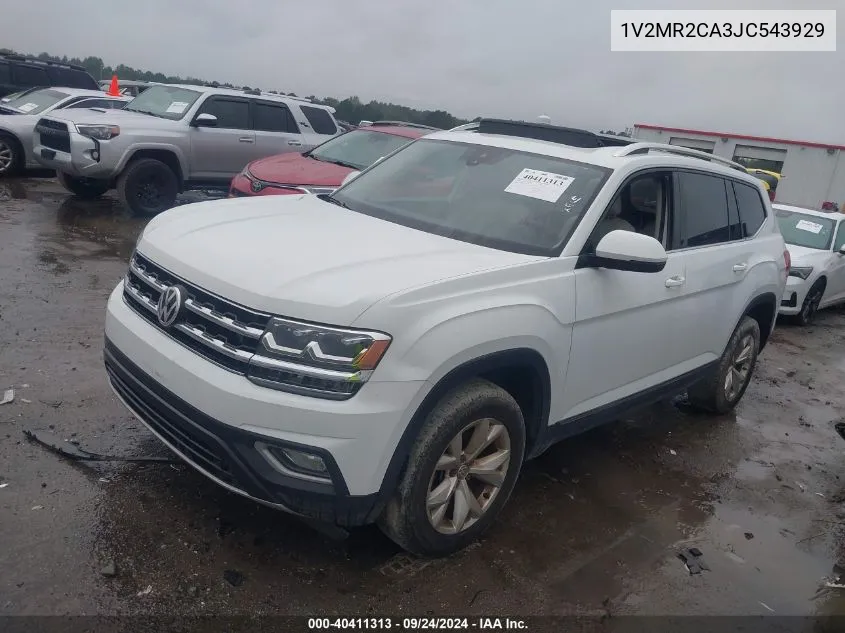 2018 Volkswagen Atlas Sel VIN: 1V2MR2CA3JC543929 Lot: 40411313