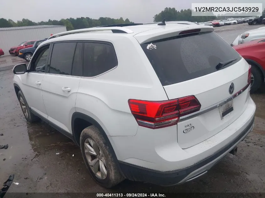 2018 Volkswagen Atlas Sel VIN: 1V2MR2CA3JC543929 Lot: 40411313