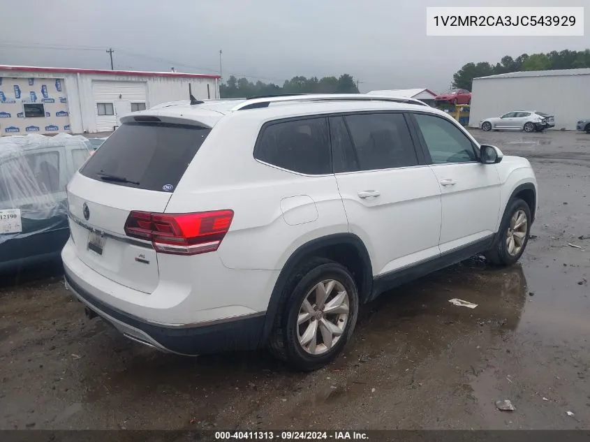 2018 Volkswagen Atlas Sel VIN: 1V2MR2CA3JC543929 Lot: 40411313