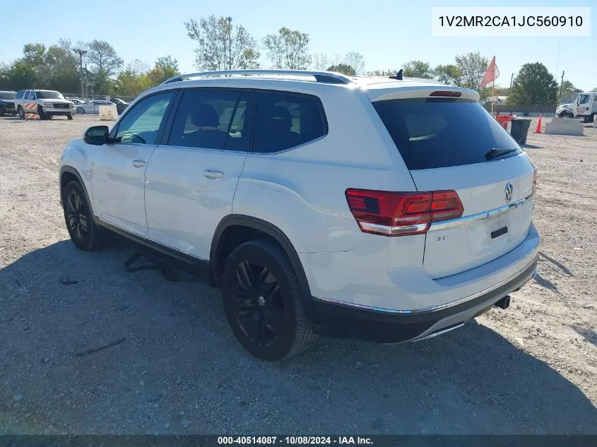 2018 Volkswagen Atlas Sel VIN: 1V2MR2CA1JC560910 Lot: 40514087