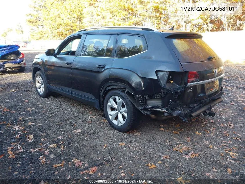 2018 Volkswagen Atlas 3.6L V6 Se VIN: 1V2KR2CA7JC581011 Lot: 40692563