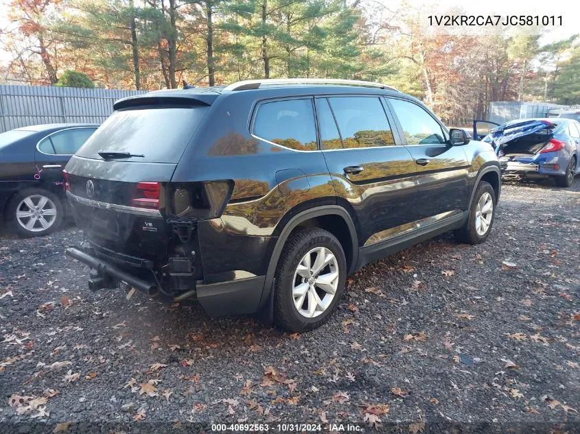 2018 Volkswagen Atlas 3.6L V6 Se VIN: 1V2KR2CA7JC581011 Lot: 40692563