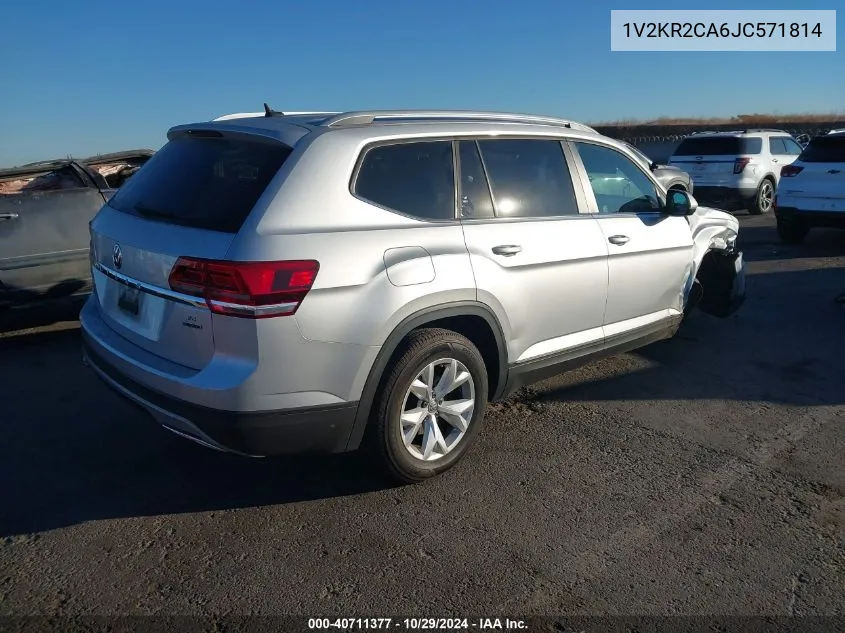 2018 Volkswagen Atlas 3.6L V6 Se VIN: 1V2KR2CA6JC571814 Lot: 40711377