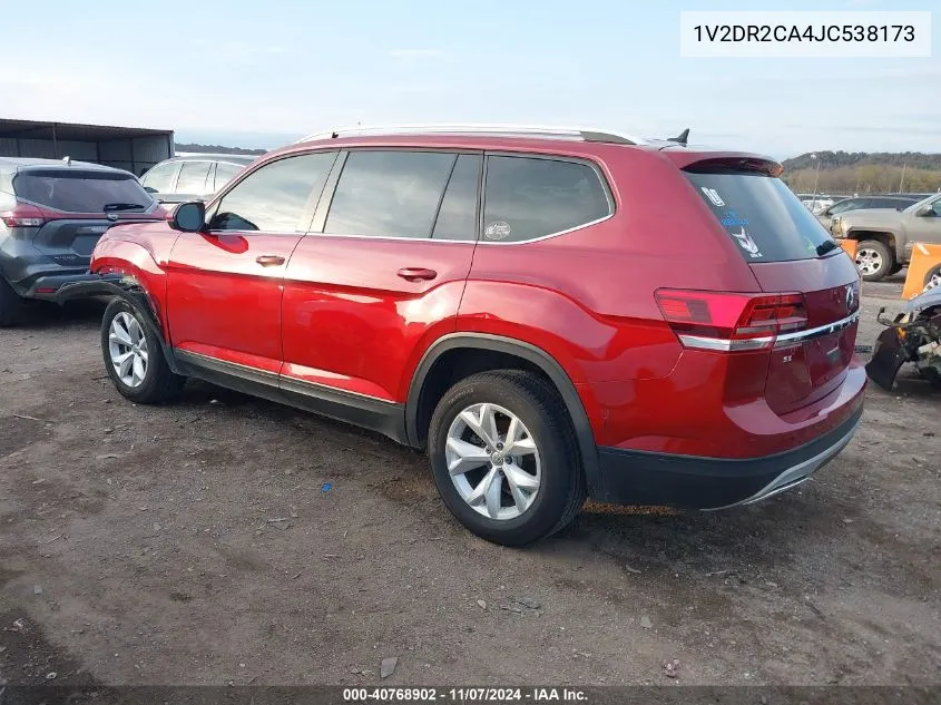 2018 Volkswagen Atlas 3.6L V6 Se/3.6L V6 Se W/Technology VIN: 1V2DR2CA4JC538173 Lot: 40768902