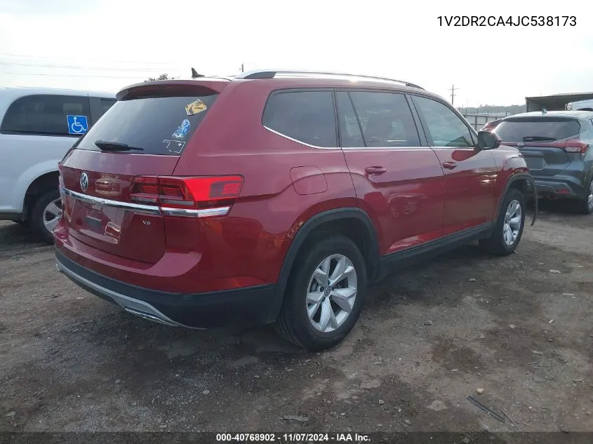 2018 Volkswagen Atlas 3.6L V6 Se/3.6L V6 Se W/Technology VIN: 1V2DR2CA4JC538173 Lot: 40768902