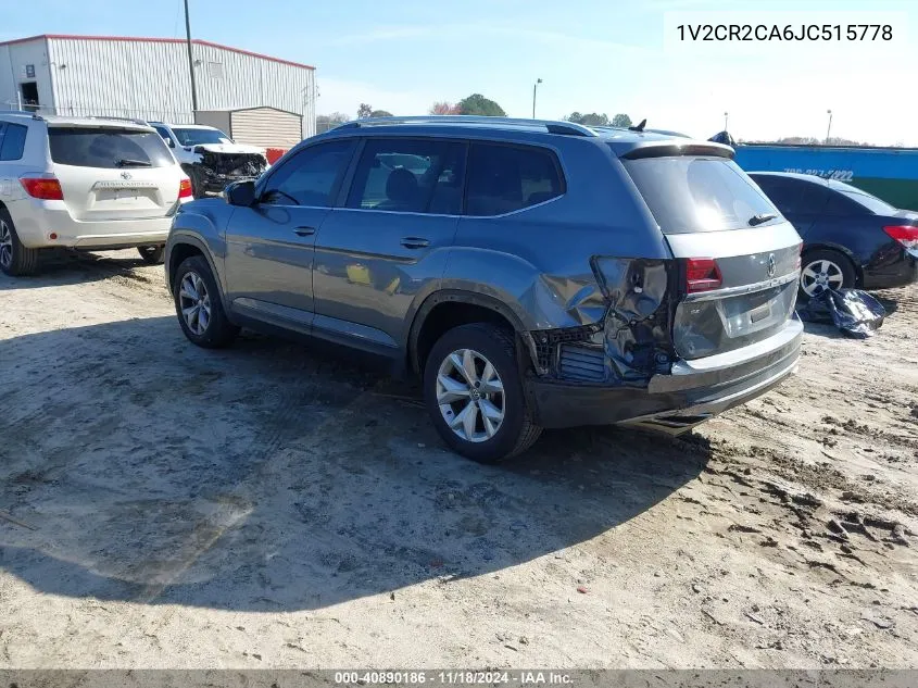 2018 Volkswagen Atlas 3.6L V6 Se VIN: 1V2CR2CA6JC515778 Lot: 40890186