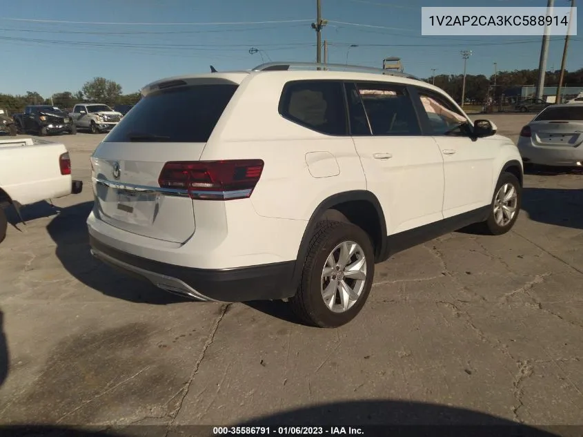 2019 Volkswagen Atlas 2.0T S VIN: 1V2AP2CA3KC588914 Lot: 35586791