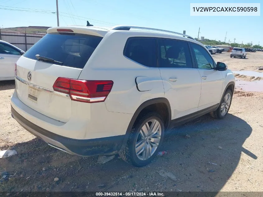 2019 Volkswagen Atlas 2.0T Se W/Technology VIN: 1V2WP2CAXKC590598 Lot: 39432514