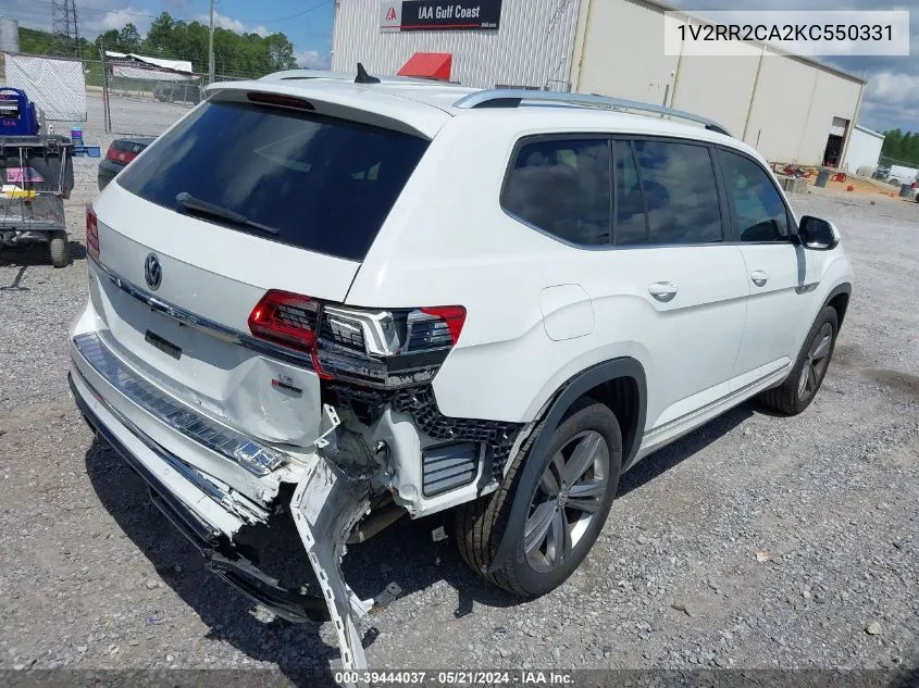 2019 Volkswagen Atlas 3.6L V6 Sel R-Line VIN: 1V2RR2CA2KC550331 Lot: 39444037