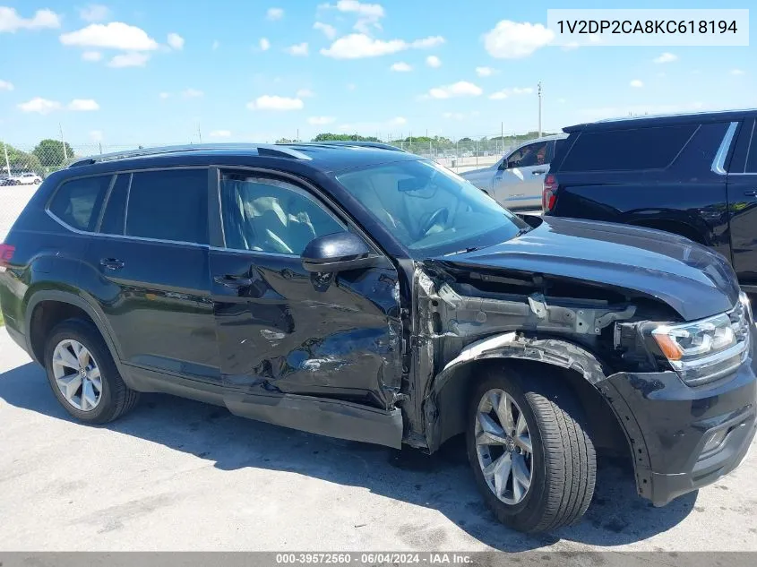 2019 Volkswagen Atlas 2.0T Se VIN: 1V2DP2CA8KC618194 Lot: 39572560