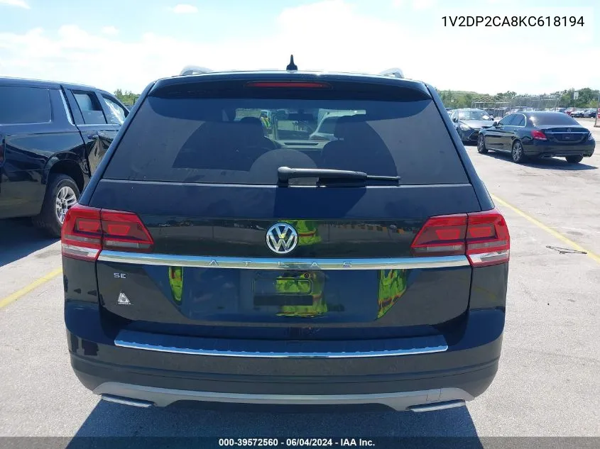 2019 Volkswagen Atlas 2.0T Se VIN: 1V2DP2CA8KC618194 Lot: 39572560