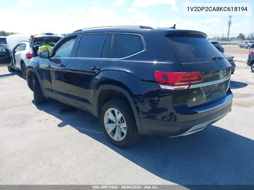 2019 Volkswagen Atlas 2.0T Se VIN: 1V2DP2CA8KC618194 Lot: 39572560