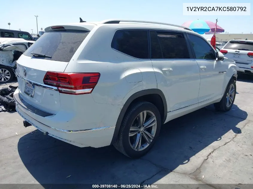 2019 Volkswagen Atlas 3.6L V6 Se W/Technology R-Line VIN: 1V2YR2CA7KC580792 Lot: 39708140