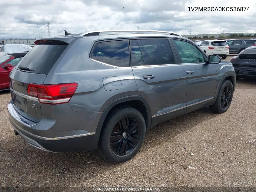 2019 Volkswagen Atlas 3.6L V6 Sel VIN: 1V2MR2CA0KC536874 Lot: 39921814