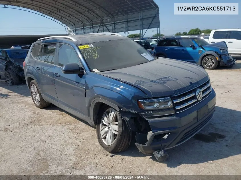 2019 Volkswagen Atlas 3.6L V6 Se W/Technology VIN: 1V2WR2CA6KC551713 Lot: 40023726