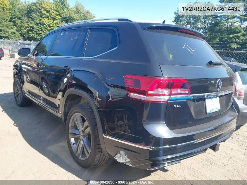 2019 Volkswagen Atlas 3.6L V6 Sel R-Line VIN: 1V2RR2CA7KC614430 Lot: 40042890